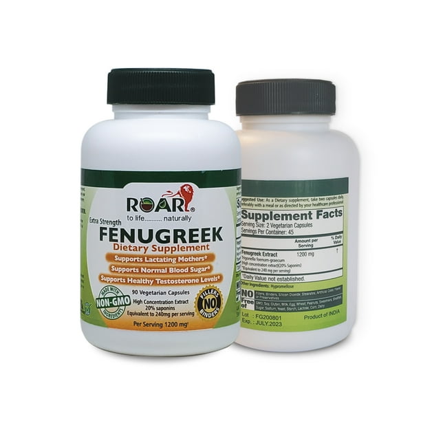 ROAR Extra Strength Fenugreek Capsules 1200mg per Serving 90