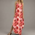 thumbnail image 3 of Dvprdro Women's Summer Tank Dress Fashion Floral V Neck Spaghetti Strap Side Split Casual Loose Beach Sun Long Maxi Dress, 3 of 5