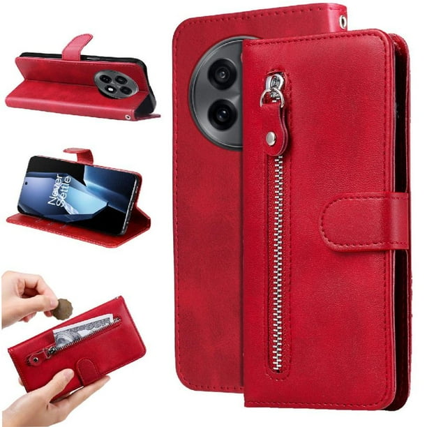Estuche de Cuero PU con Cierre para OnePlus 13R 5G , Funda Protectora con Billetera y Correa