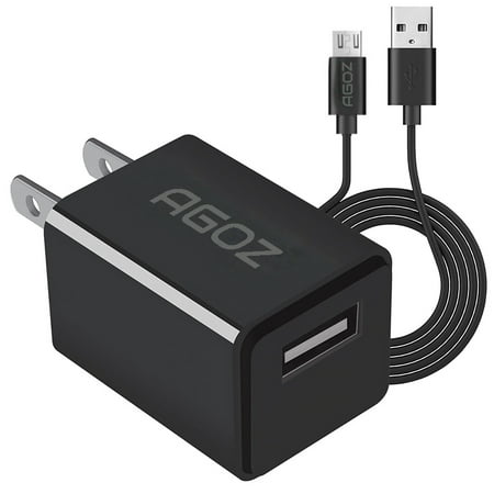 Charger Sky Pilot Agoz FAST Charge Home Wall Plug-in Charger Adapter + 6ft Micro USB Cable Charging Cord For Samsung Galaxy J7, J7V, J7 Sky Pro, J7 Perx, J7 Prime, J7 PRO J730 ()
