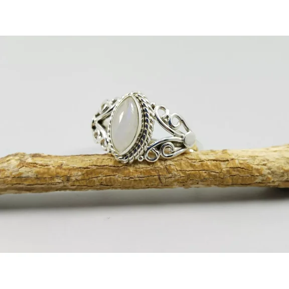 925 Sterling Silver Handmade Natural Marquise Moonstone Gemstone Butterfly Ring