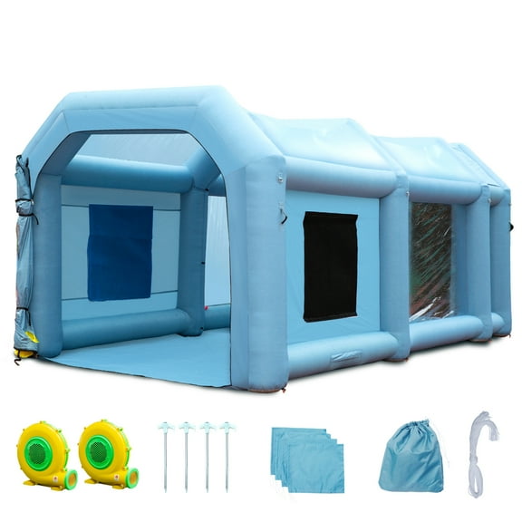 KFFKFF 20x10x8ft Inflatable Paint Booth, Air-Inflated Spray Area, Robust 480W 750W Air Movers Paint Shelter, Vehicle Coating Air Filtration Setup for Auto Storing Spot Work Area Motorcycle Storage