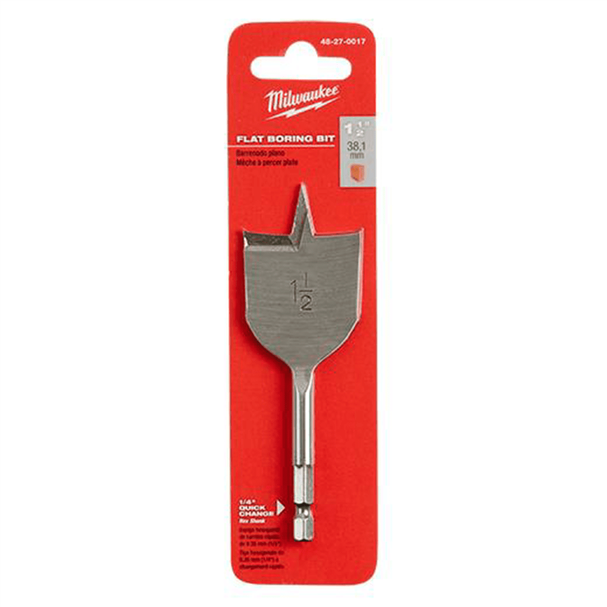 Milwaukee Tool 1-1/2" x 4.5" Flat Boring Bit