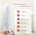 thumbnail image 6 of Costway 6ft Unlit Artificial Slim Pencil Christmas Tree with Metal Stand White, 6 of 11
