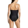 thumbnail image 3 of RACHEL RACHEL ROY Women's Black Stretch Ruched-Side Lined Full Coverage Strappy Bandeau One Piece Swimsuit XS, 3 of 3