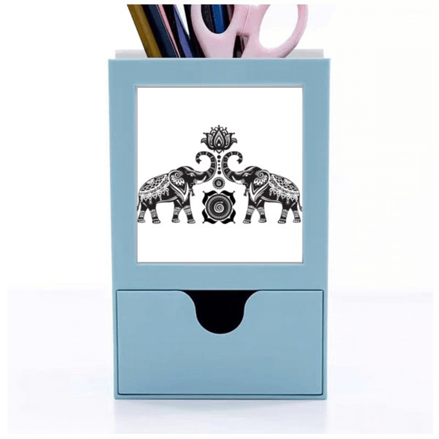 Pintar elefante amigo dos feliz Tarjeta de clip de pluma del gestor de suministros de oficina