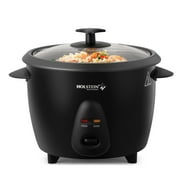 Holstein Housewares 16-Cup (Cooked) 8-Cup (Uncooked) Electric Rice Cooker, Black - Nonstick Interior