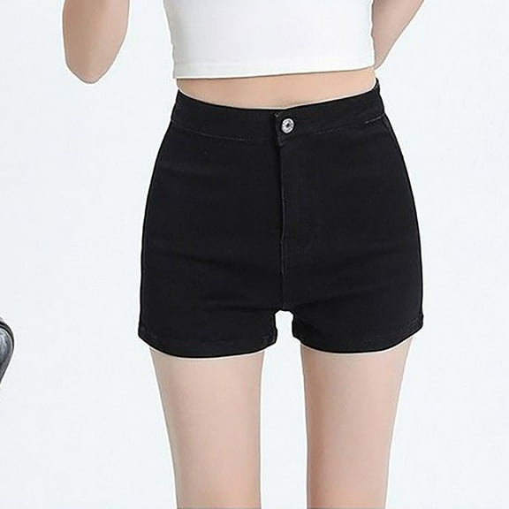 uublik Womens Jean Shorts Casual Stretchy Denim Summer Hot Short Black
