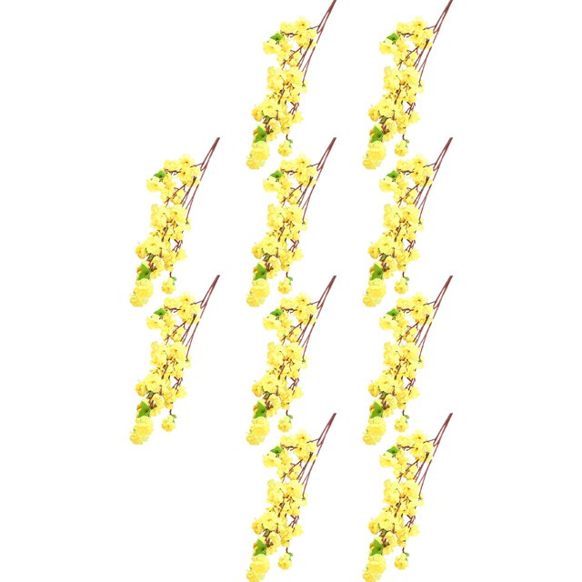 Yuarrent 10 piezas de flores artificiales, rama de flor de melocotón, flor falsa con tallos y hojas, accesorios de bricolaje para bodas en el hogar Decoración Amarillo Yuarrent HA084421-03