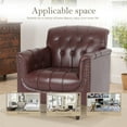 thumbnail image 2 of DREAMSIDEA Faux Leather Vintage Accent Chair for living Room, Button Tufted Wingback Armchair with Wood Legs Dark Red, 2 of 5