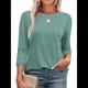 thumbnail image 1 of Blusas de Mujer con Mangas 3/4, Cuello Redondo, Túnicas Casuales, Camisas Plisadas Básicas, Corte Holgado, 2025 Judías L, 1 of 5