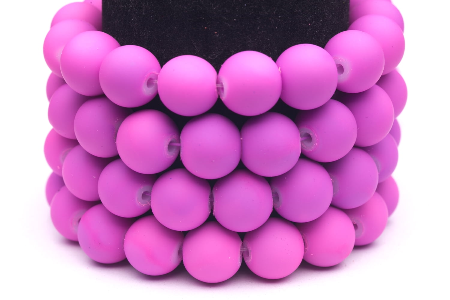 Frosted Glass Beads Magenta RubberTone Beads 16mm Round Sold Per Pkg
