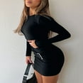 thumbnail image 3 of Metal Twist Sweater Dress with Long Sleeve Bodycon Fit, 3 of 5