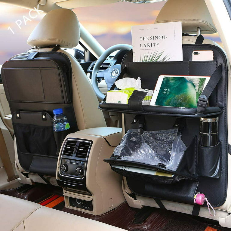 Car Seat Organizer+Car Trash Can, Backseat Car Organizer, Protector Kick  Mats for Kids, Table Tray, Foldable Dining Table with iPad and Tablet  Holder
