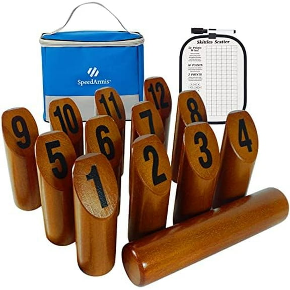 Wooden Throwing Game - 12 Numbered Block Toss Games Set with Scoreboard & Carrying Case, Indoor Tailgating Bowling Yard Activity‌ for Teens Adults Family