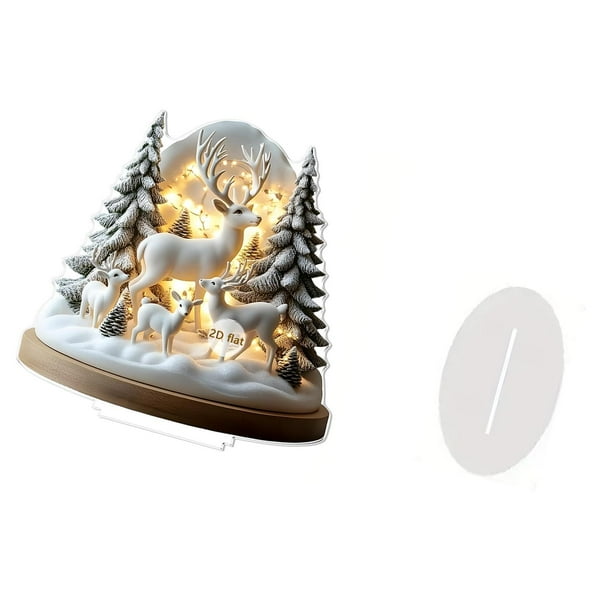 Adorno acrílico bidimensional, letrero, regalo, objeto de colección, artesanía, obra de arte, placa navideña, decoración de mesa, centro de mesa, mueb Reno
