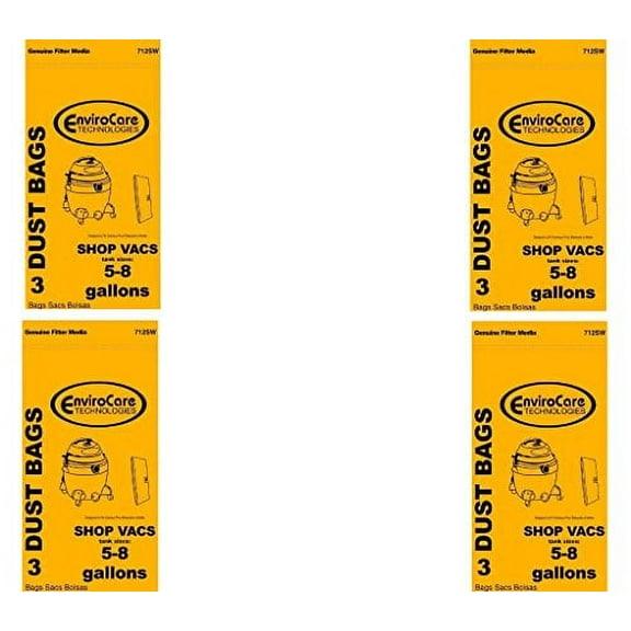 12 ShopVac Type E 3-5 Gallon Wet/Dry Shop Vac Vacuum Bags 9066100