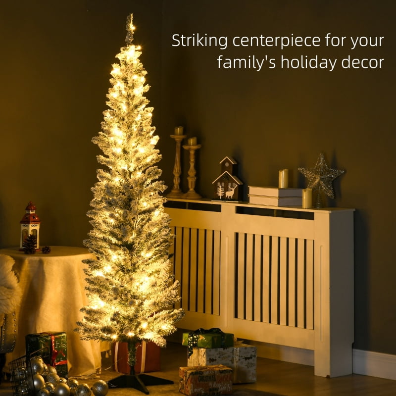Alvantor Christmas Tree Pre-Lit Pencil with 390 Tips & LED Lights 21.75"x21.75"x72" 6ft Green