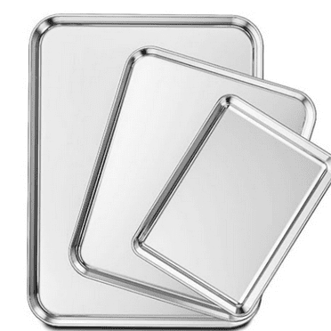 Wildone Baking Sheet Set of 3, Stainless Steel Cookie Sheet Baking Sheet Pan, 9/12/16 Inch, Non Toxic & Heavy Duty & Easy Clean
