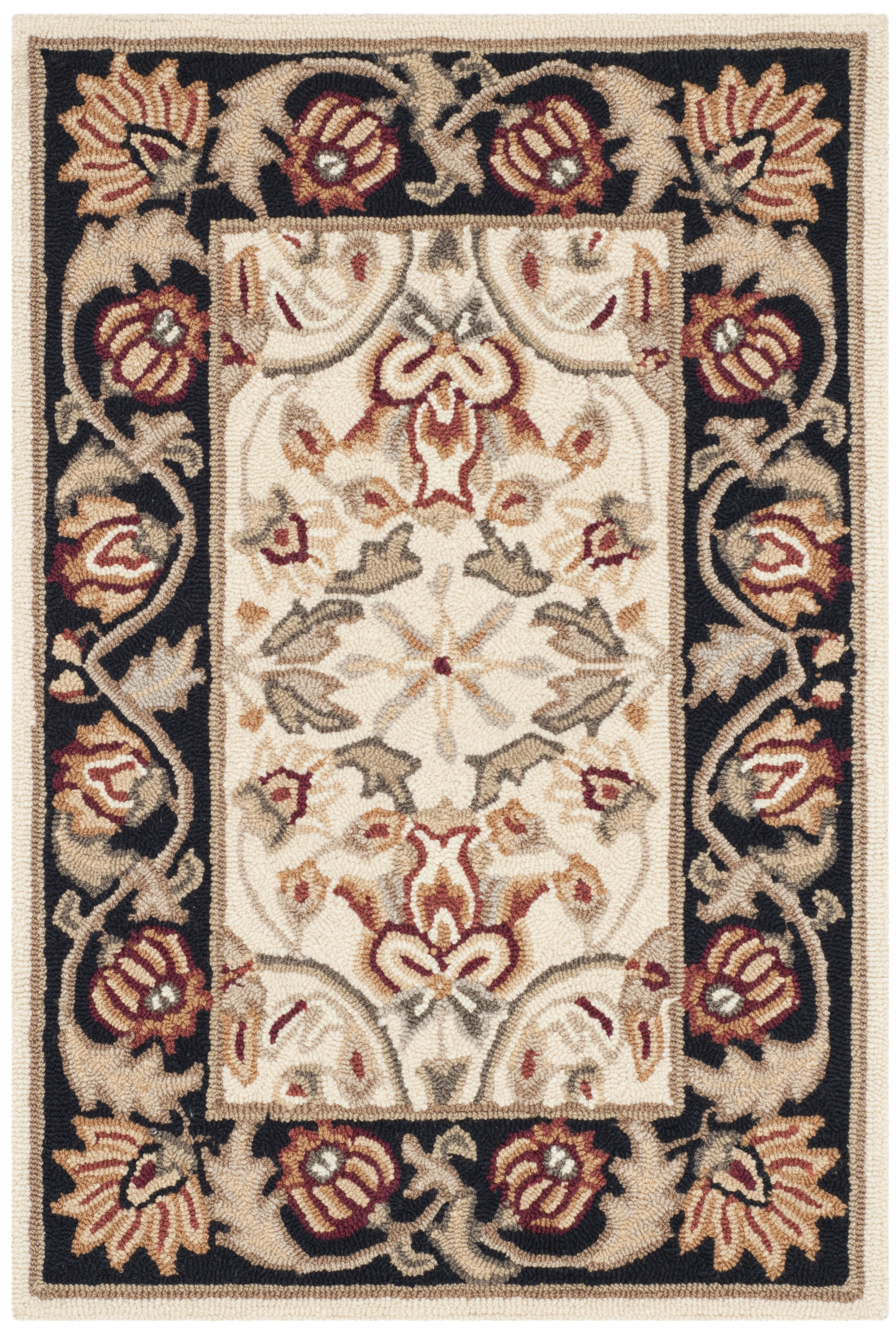 Safavieh Easy Care Myrtle Floral Area Rug, Ivory/Black, 2'6" x 4'