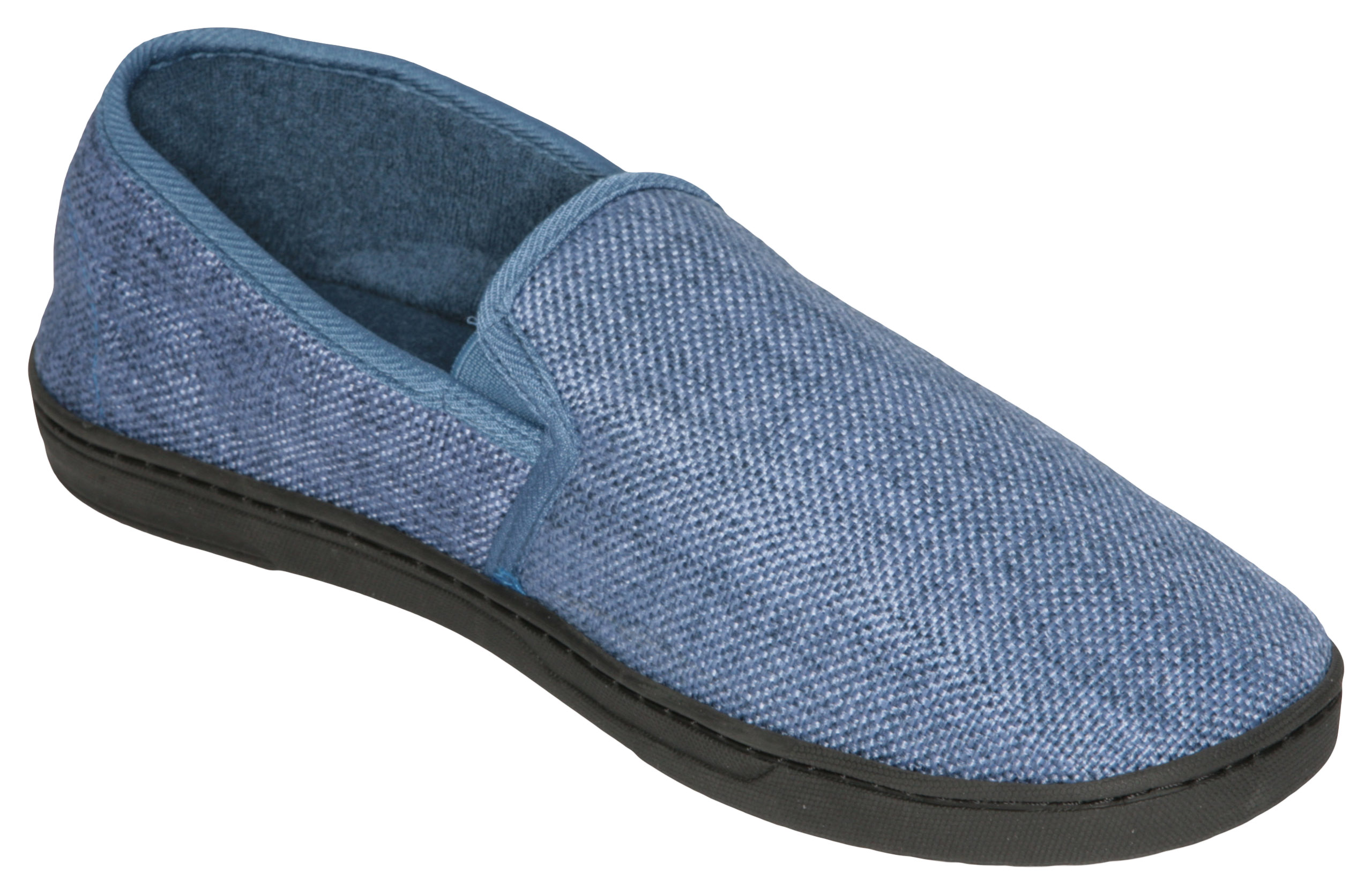 Deluxe Comfort Men's Memory Foam Slipper, Size 9-10 – Soft Linen 120D SBR Insole and Rubber Outsole – Pure Suede Shoes – Non-Marking Sole – Men's Slippers, Blue - image 1 of 5