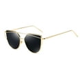 thumbnail image 2 of Womens Cat Eye Mirror Flat Lens Gold Frame Fashion Sunglasses, 2 of 4