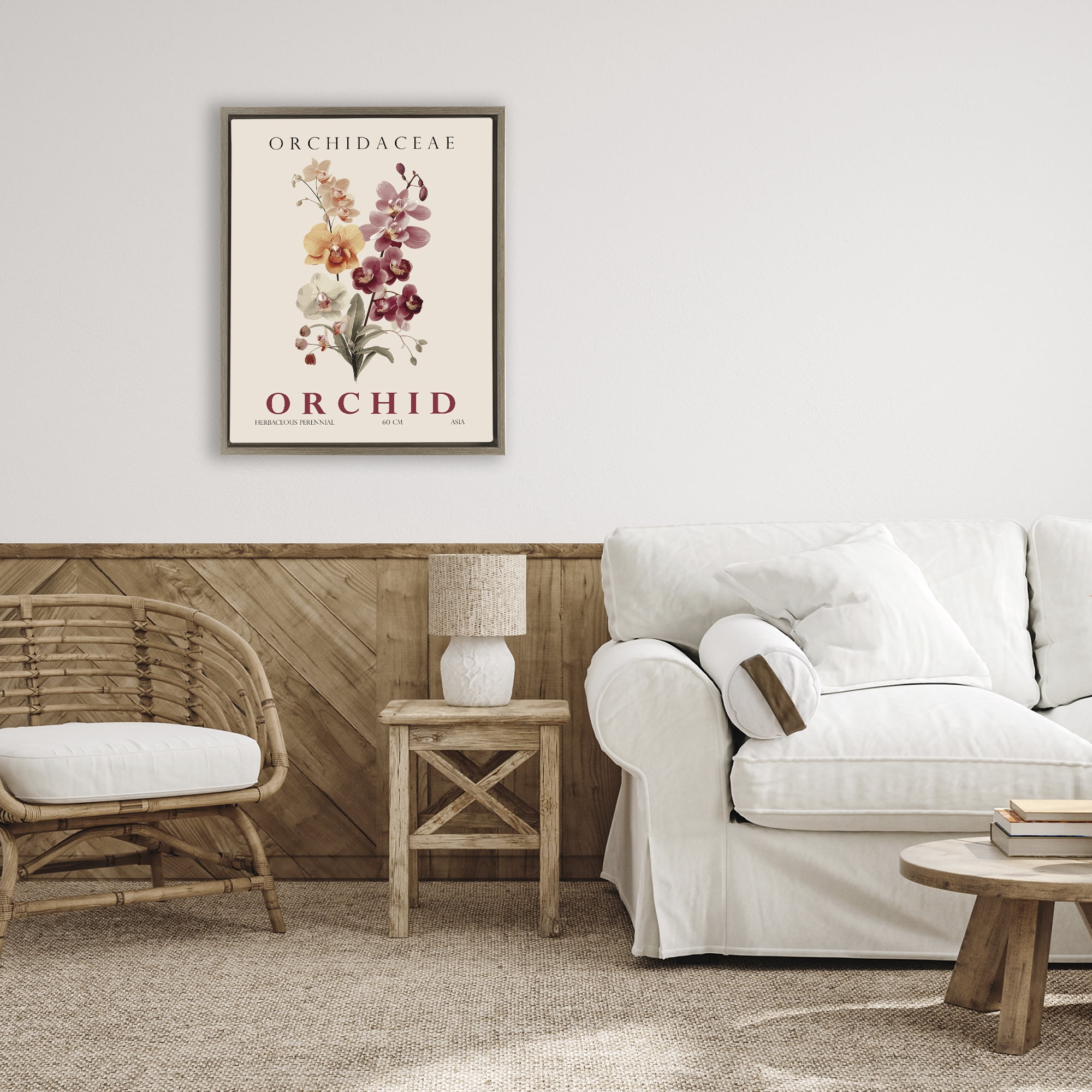 Stupell Industries Natural Orchid Bundle Brown Framed Floater Canvas Wall Art, design by Christopher Giampietro