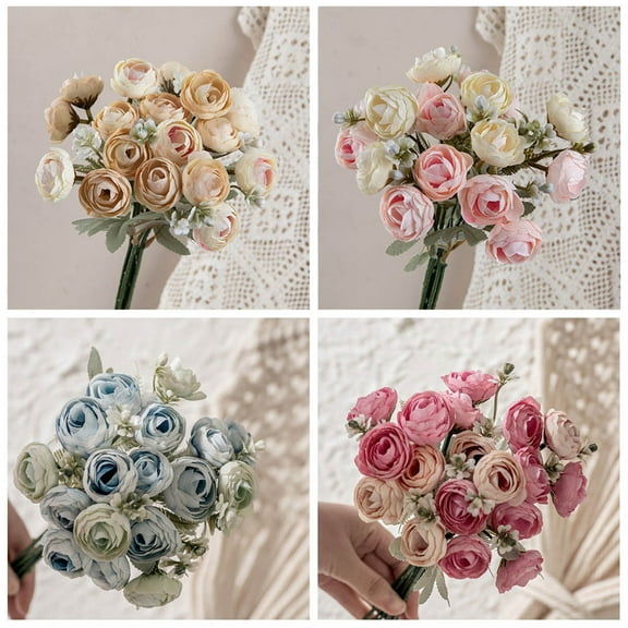 Clearance Under $5 Boovnll Fake Flowers - Fake Bouquet UV Resistant Lifelike Silk Flowers, No Fade, Fake Flowers for Wedding, Party, DIY Tables Centerpiece Decor, Artificial Flowers