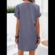 thumbnail image 5 of Vestido Camisero Informal de Verano para Mujer, con Cuello en V, Corta, Plisado, Liso, Holgado y con Botones. Púrpura S, 5 of 7