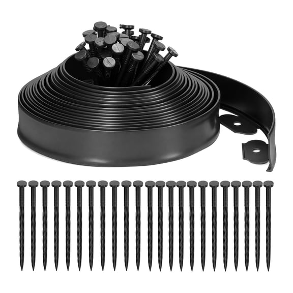 2 Inch Tall 33 FT Garden Edging Kit with 30pcs Spikes, Plastic Edging for Landscaping