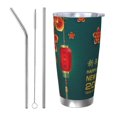 thumbnail image 1 of Año de la serpiente 2025 Feliz Año Nuevo chino 2025 Vaso de acero inoxidable Taza de café de viaje de 20 oz Taza térmica portátil con tapas, 1 of 7