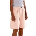 thumbnail image 5 of ITSAME Shorts for Girls, Striped Print Cotton Linen Elastic Waist Summer Casual Fashion Loose Shorts Orange 10T, 5 of 8
