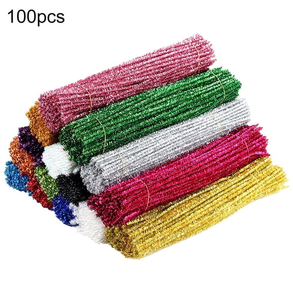 Mosey Glitter Chenille Stems,100Pcs Pipe Cleaners Multiple Colors Bend Easily Metal Mixed Color Pipe Cleaners for Handicraft