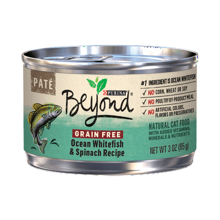 (12 pack) (12 pack) Purina Beyond Grain Free Pate Ocean Whitefish & Spinach Recipe Adult Wet Cat Food - (12) 3 oz. Cans