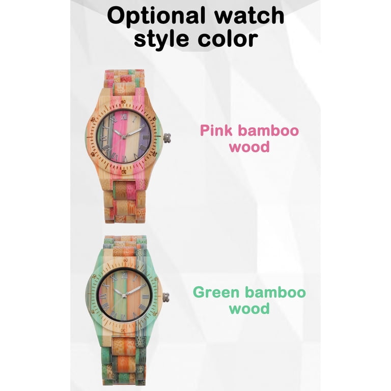 Handmade Colorful Bamboo Women Wood Watch Analog Quartz  display picture 3