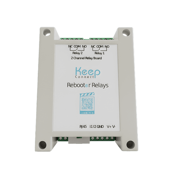 Keep Connect Rebooter Relays | 2-Channel Relay Board with WiFi & RJ45 Ethernet | Remote Device Rebooting | 12–24V Input | NC/COM/NO Terminals | Smart Automation Control