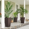 thumbnail image 2 of Outsunny Ensemble de 3 Grands Bacs à Plantes, Ensemble de Pots de Fleurs pour Intérieur et Extérieur, Brun, 2 of 10