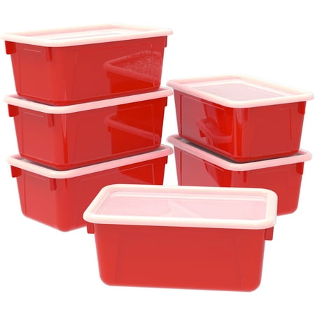 UPC: 0685442624078 | Storex Small Cubby locker Bin  with Cover  Classroom Red(6 units/pack)