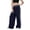 Navy, variant on Womens Side Striped Pant Loose Fit Wide Leg Double Elastic Waisted Palazzo Pants Vintage Trendy Y2k Sweatpants with Pockets,Black L