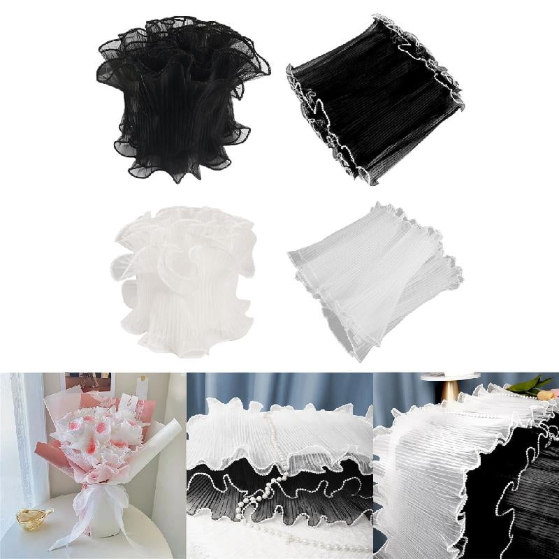 ZPAQI 6 Sheets Pearl Edges Flower Bouquet Paper Wedding Floral Wrapping Mesh Yarn