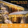 thumbnail image 5 of 33FT 300LED Outdoor Christmas Star Icicle Lights With Remote, 11 Modes, IP44 Waterproof, Timer & Memory Fuction,Dimmable, Plug In Dual Color Changing String Lights With Star Pendants, 5 of 9
