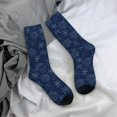 thumbnail image 5 of Haiem Snowflake Dark Blue Pattern Crew Socks – Soft & Durable Moisture-wicking Socks, Stay-Up Fit for Business, Work, and Casual Wear Size 5-11, 5 of 6