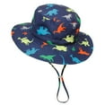 thumbnail image 5 of LIIPEE Girls Boys Sun Cap Summer Fashion Cartoon Printed Wide Brim Adjustable Strap Beach Playground Protection Bucket Hat Kids Versatile Sunscreen Sunshade Hats,Navy,S, 5 of 5