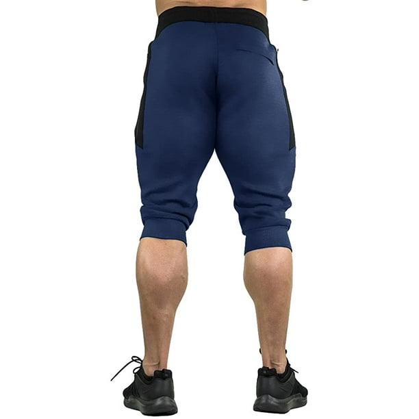 Men's Cotton Casual Shorts 3/4 Jogger Capri Pants Breathable Below