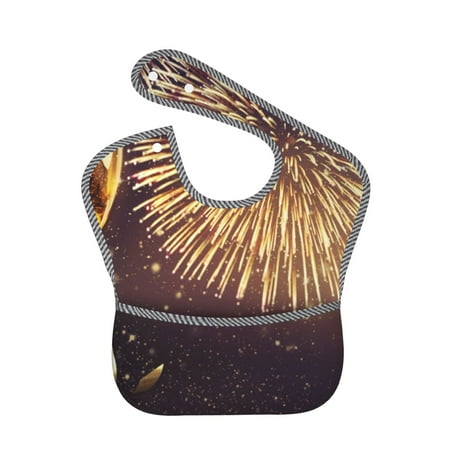 Bingfone Mess-Proof Baby Bib - Waterproof Bib For Baby Boy Or Girl With Food Catcher Pocket, Unisex-Happy New Year