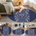 thumbnail image 5 of Round Rug 5Ft Washable Non-Slip, Japanese Circle Area Rugs for Living Room Bedroom, Navy Blue Country Flowers Leaves Aesthetic Indoor Floor Mats Carpet Runner for Home Decor Aesthetic, 5 of 8