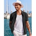 thumbnail image 4 of Polo de punto vintage de manga corta COOFANDY, negro, talla L, 4 of 6