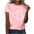 thumbnail image 2 of YueHuiYing Women's Round-Neck Heart-Pattern T-Shirt Cute and Casual Summer Short-Sleeved Valentine's Day Printed Loose T-shirt Tops, 2 of 7