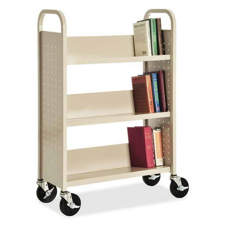 Lorell Single-sided Book Cart - 3 Shelf - 200 lb Capacity - 5 Lorell Single-sided Book Cart - 3 Shelf - 200 lb Capacity - 5
