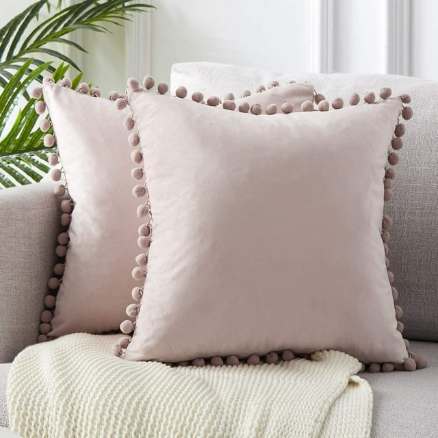 2 fundas de almohada con forma de bola de terciopelo, color rosa (solo funda de almohada), 45 x 45 cm. Zhivalor MZQ-0652-1